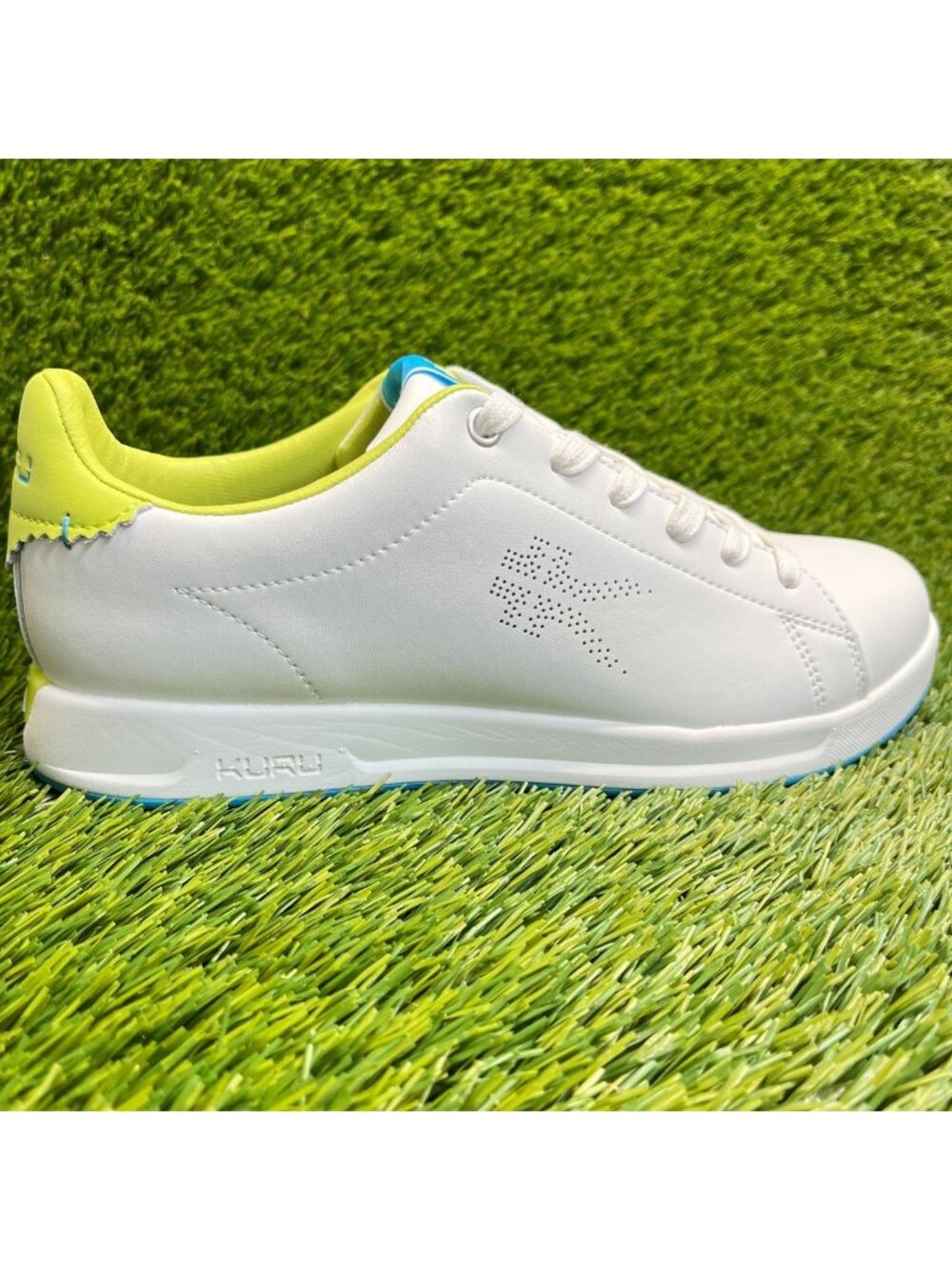 Kuru Roam Classic Court Womens Size 9 White Lime Athletic Leather Shoes Sneakers